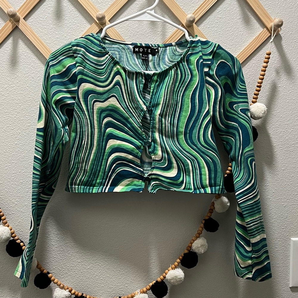 MOTEL Sarah Crop Top in 70s Ripple Green